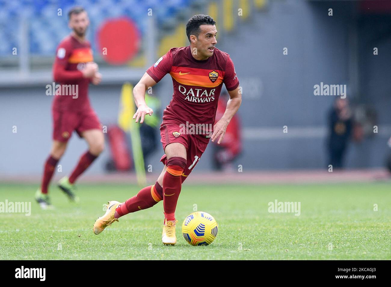 Pedro di AS Roma durante la Serie Una partita tra AS Roma e Genova CFC allo Stadio Olimpico, Roma, Italia il 7 marzo 2021. (Foto di Giuseppe Maffia/NurPhoto) Foto Stock