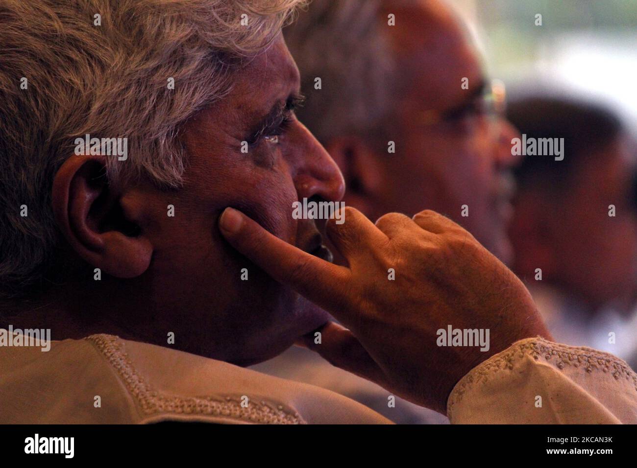 Il poeta indiano, sceneggiatore e lirico Javed Akhtar partecipa al lancio di un video musicale al le Meridien di Nuova Delhi il 11 marzo 2021. (Foto di Mayank Makhija/NurPhoto) Foto Stock