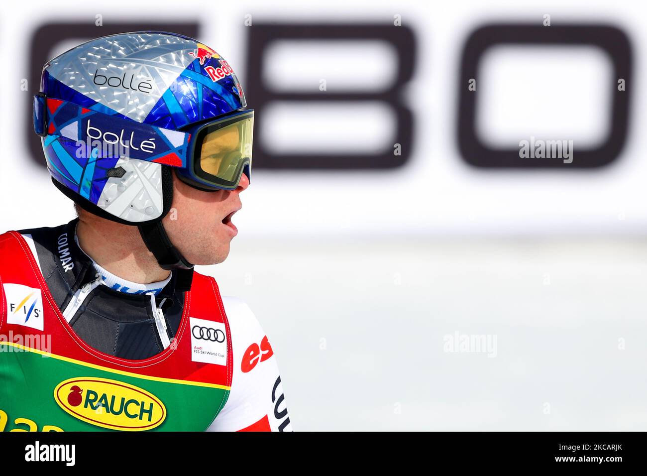 Alexis Piinturault di fra durante la Coppa del mondo di sci alpino Audi FIS Man's Giant Slalom il 13 marzo 2021 a Kranjska Gora, Slovenia. (Foto di Damjan Zibert/NurPhoto) Foto Stock
