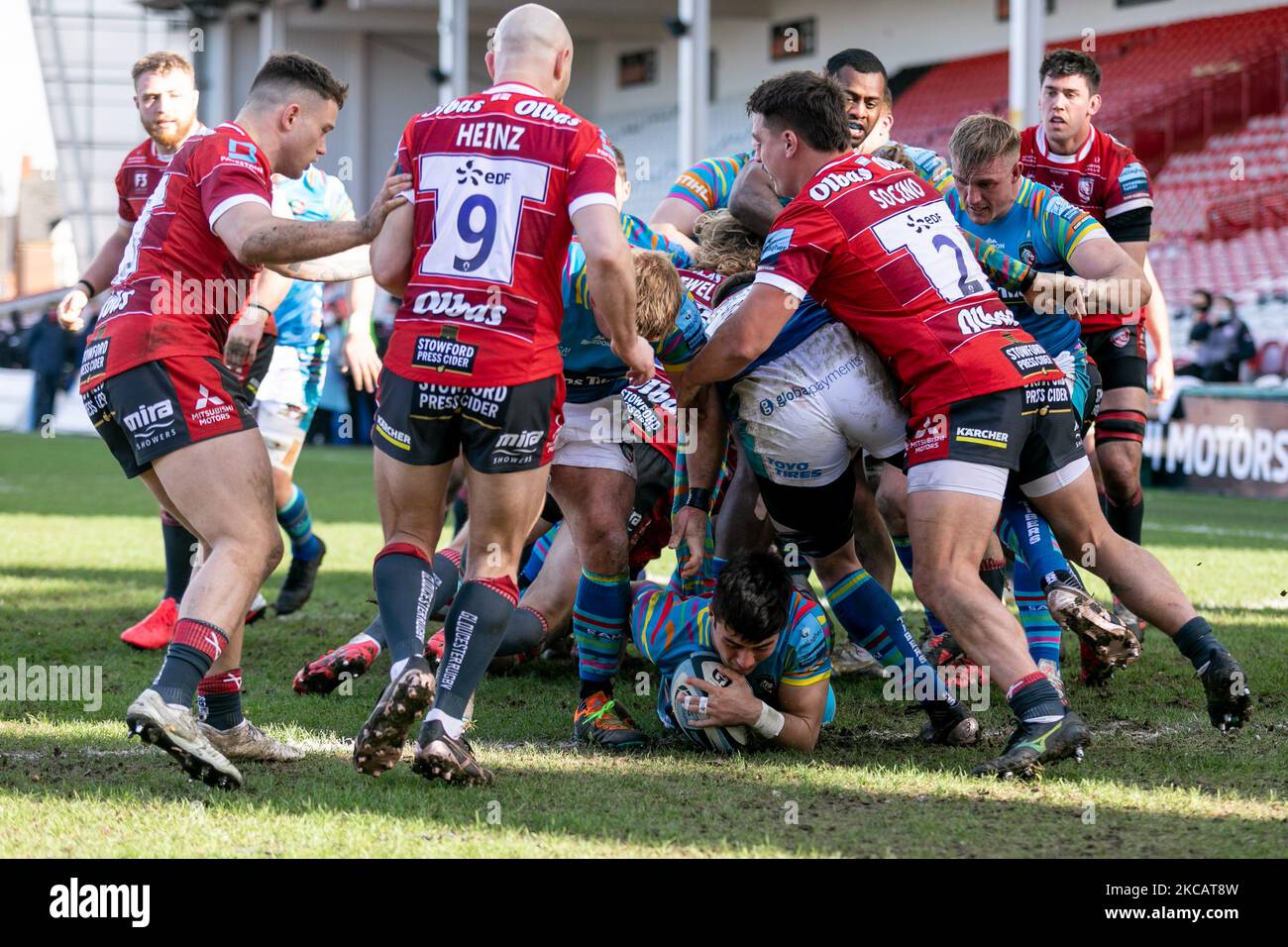 DaN Kelly di Leicester Tigers si è provato durante la partita della Gallagher Premiership tra Gloucester Rugby e Leicester Tigers al Kingsholm Stadium di Gloucester sabato 13th marzo 2021. (Foto di Juan Gasparini/MI News/NurPhoto) Foto Stock