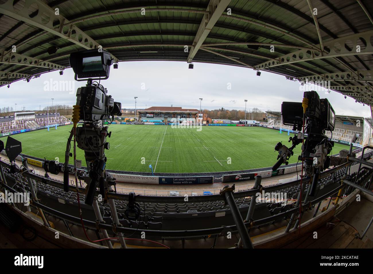 BT Sport telecamere a disposizione prima della partita Gallagher Premiership tra Newcastle Falcons e Bath Rugby a Kingston Park, Newcastle Sabato 13th marzo 2021. (Foto di Chris Lishman/MI News/NurPhoto) Foto Stock