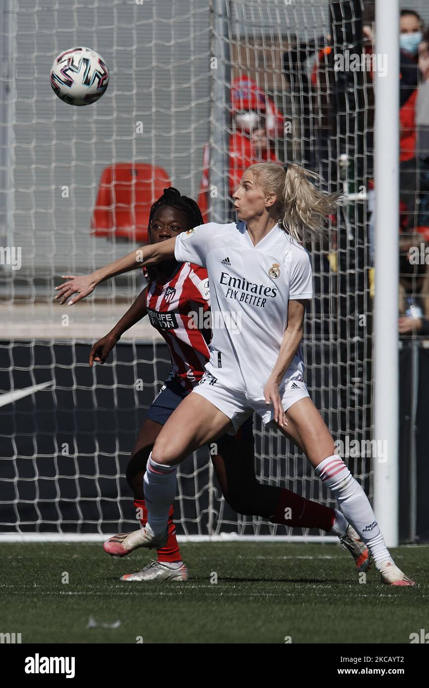 Sofia Jakobsson del Real Madrid durante la partita Primera Iberdrola tra Club Atletico de Madrid Femenino e Real Madrid Femenino al Wanda Sport Centre il 14 marzo 2021 a Madrid, Spagna. (Foto di Jose Breton/Pics Action/NurPhoto) Foto Stock