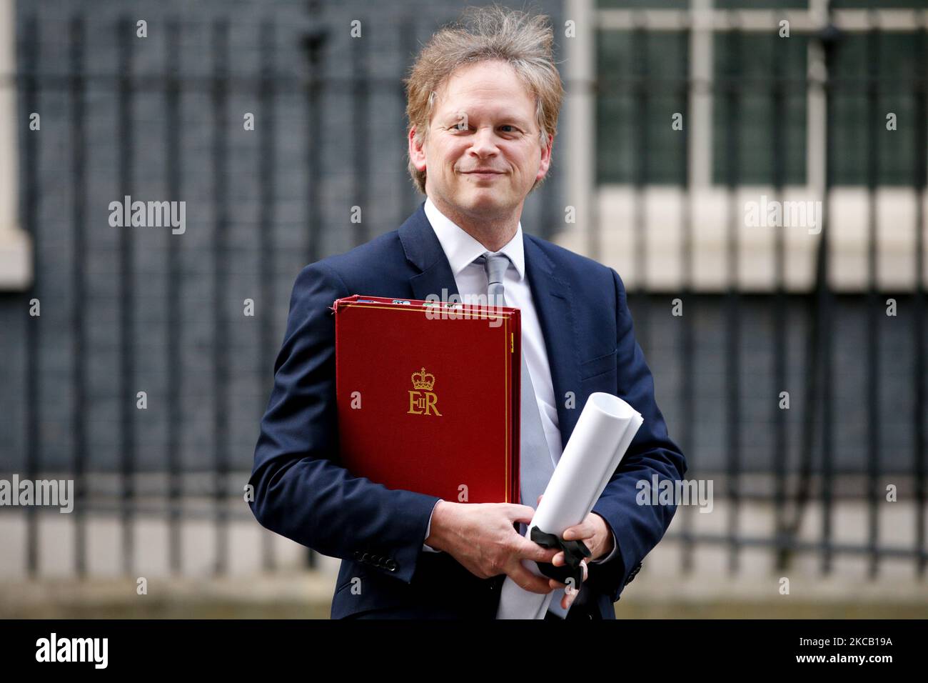 Il Segretario di Stato per i trasporti Grant Shapps, deputato del Partito conservatore per Welwyn Hatfield, lascia 10 Downing Street a Londra, Inghilterra, il 16 marzo 2021. (Foto di David Cliff/NurPhoto) Foto Stock