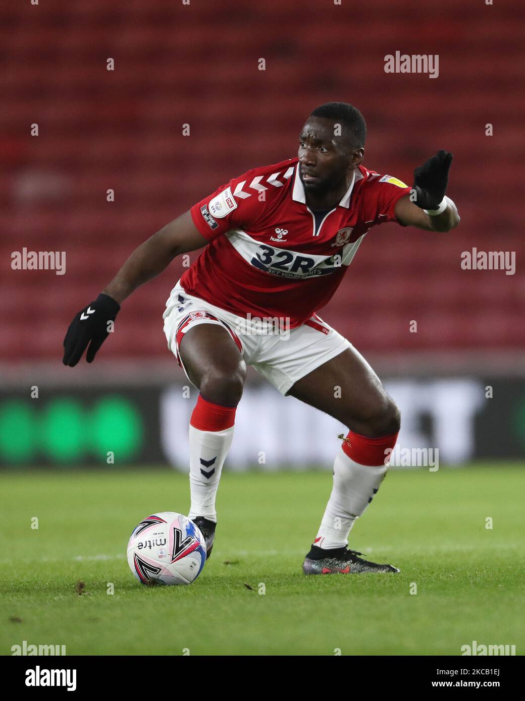 Yannick Bolasie di Middlesbrough durante la partita del campionato Sky Bet tra Middlesbrough e Preston North End presso il Riverside Stadium di Middlesbrough martedì 16th marzo 2021. (Foto di Mark Fletcher/MI News/NurPhoto) Foto Stock