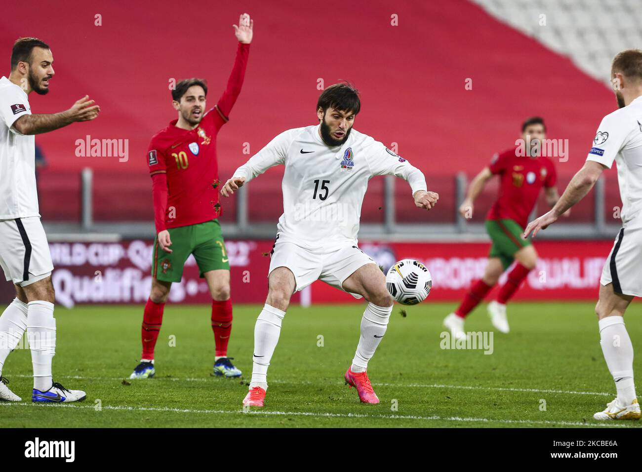 Badavi Huseynov durante la Coppa del mondo FIFA qualificatori europei Quatar 2022 (Gruppo A) partita ?tra Portogallo e Azerbaigian allo Stadio Juventus il 24 marzo 2021 a Torino. Il Portogallo ha vinto 1-0 dollari sull'Azerbaigian. (Foto di Massimiliano Ferraro/NurPhoto) Foto Stock