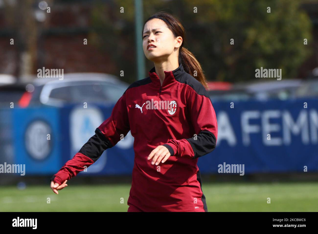 Yui Hasegawa di AC Milan in azione durante la Serie delle Donne Un incontro tra FC Internazionale e AC Milan al Suning Youth Development Centre in memoria di Giacinto Facchetti il 28 marzo 2021 a Milano. (Foto di Mairo Cinquetti/NurPhoto) Foto Stock