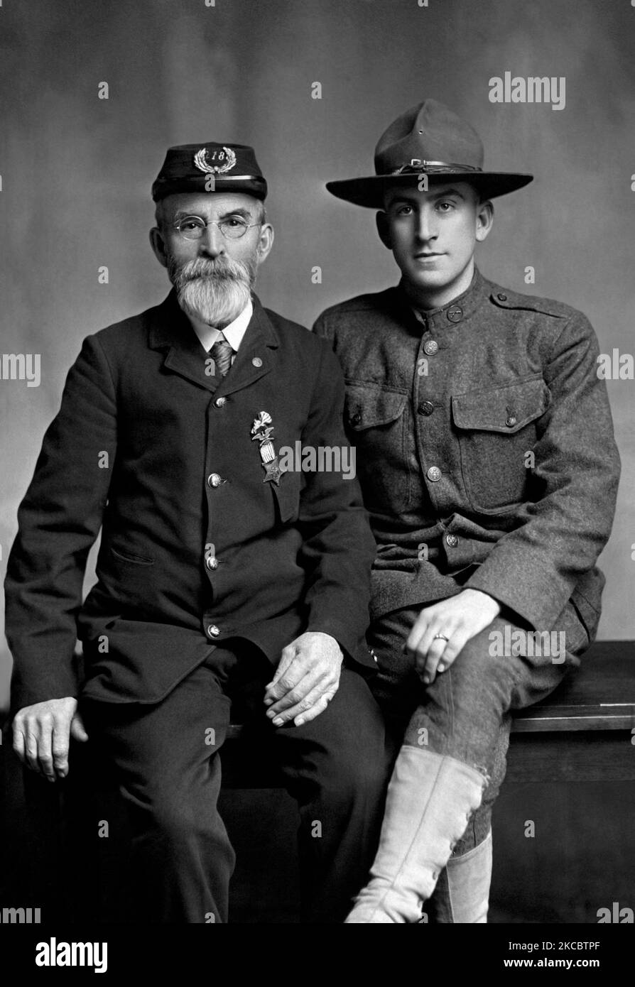 Veterano della guerra civile e soldato della prima guerra mondiale, circa 1918. Foto Stock