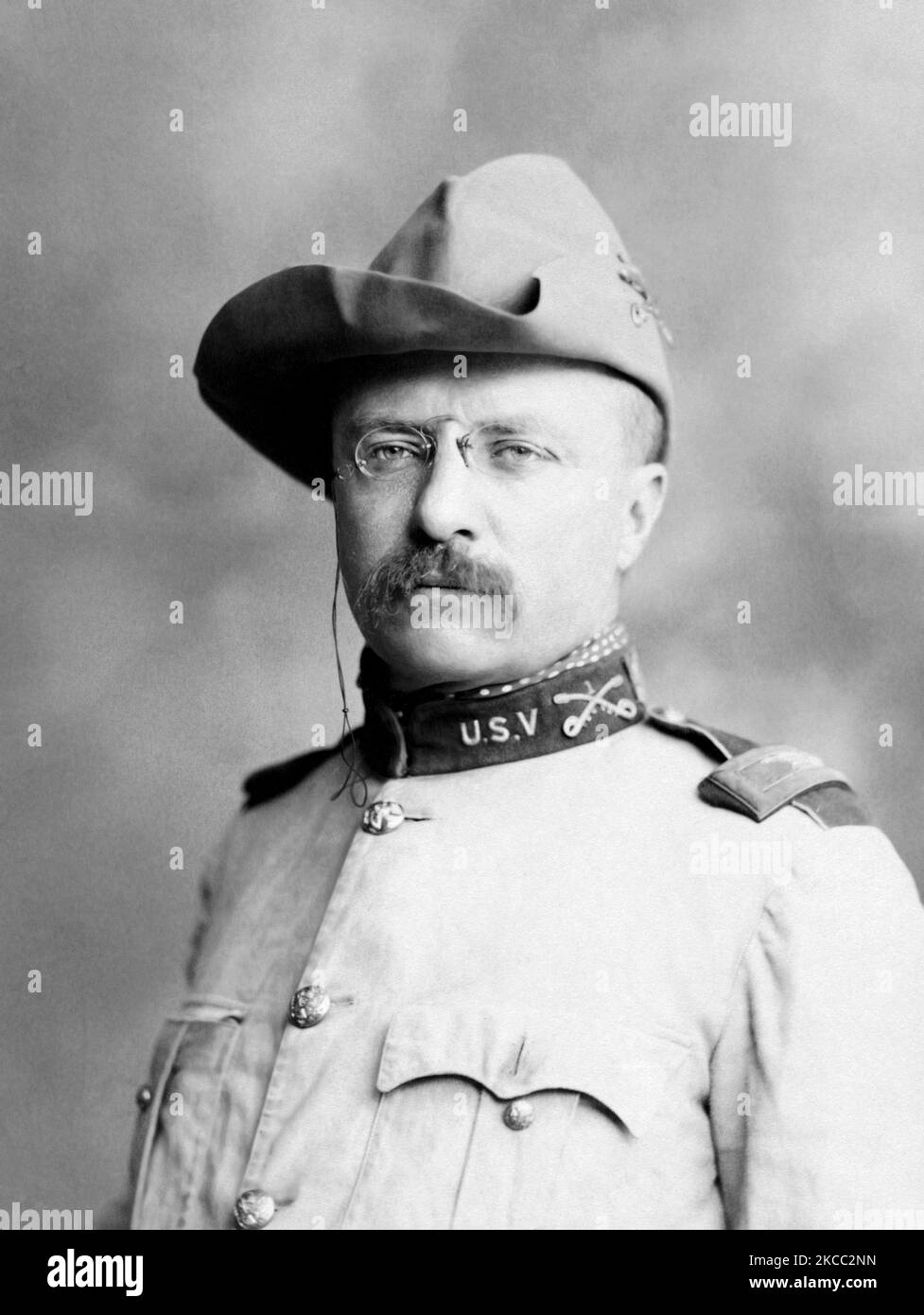 Ritratto del colonnello Theodore Roosevelt nella sua uniforme Rough Riders. Foto Stock