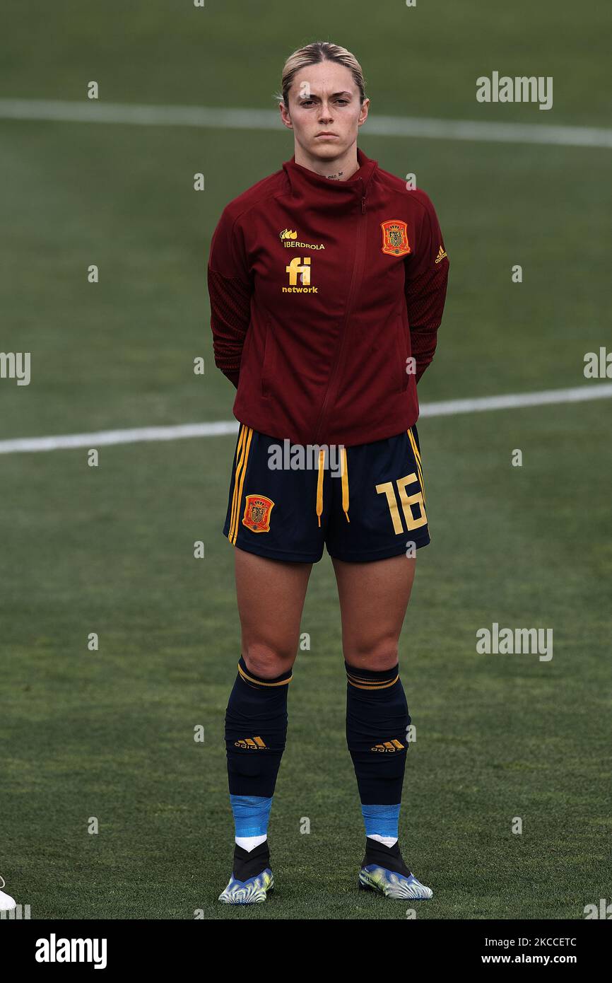 Maria Leon (FC Barcelona) di Spagna durante la partita femminile internazionale amichevole tra Spagna e Paesi Bassi il 09 aprile 2021 a Marbella, Spagna. Gli stadi sportivi in Spagna restano soggetti a rigorose restrizioni a causa del Coronavirus Pandemic, in quanto le leggi di allontanamento sociale del governo vietano ai fan all'interno dei locali, con conseguente gioco a porte chiuse. (Foto di Jose Breton/Pics Action/NurPhoto) Foto Stock