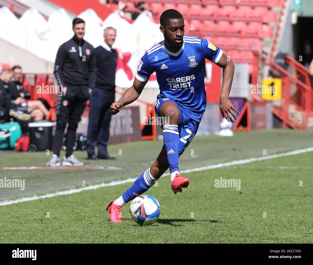 Kane Vincent-Young di Ipswich Town durante la Sky Bet League One tra Charlton Athletic e Ipswich Town at the Valley, Woolwich, Inghilterra il 17th aprile 2021. (Foto di Action Foto Sport/NurPhoto) Foto Stock