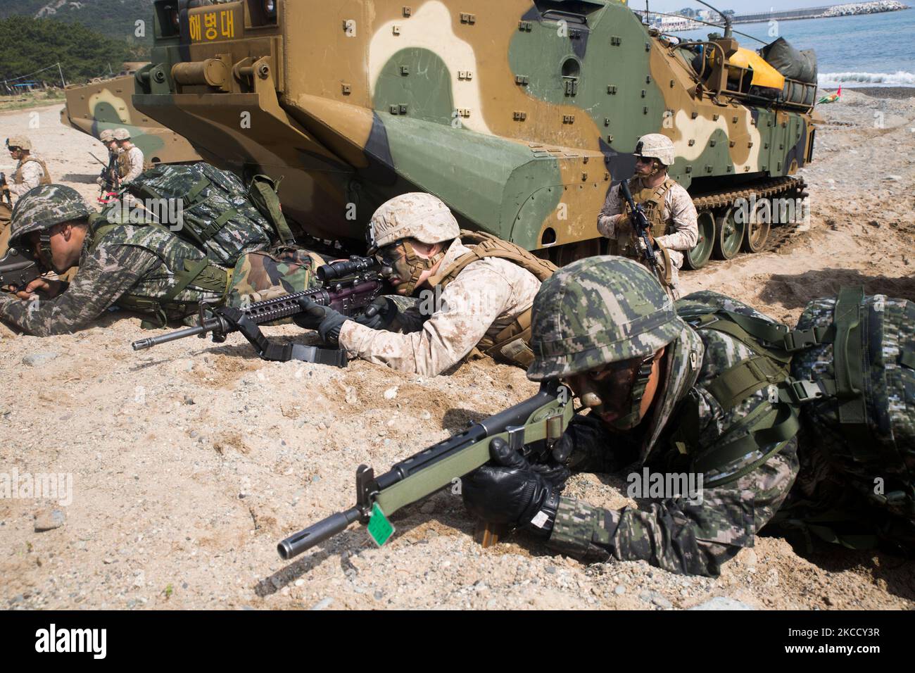 Repubblica di Corea e Marines degli Stati Uniti durante Ssang Yong 2014. Foto Stock