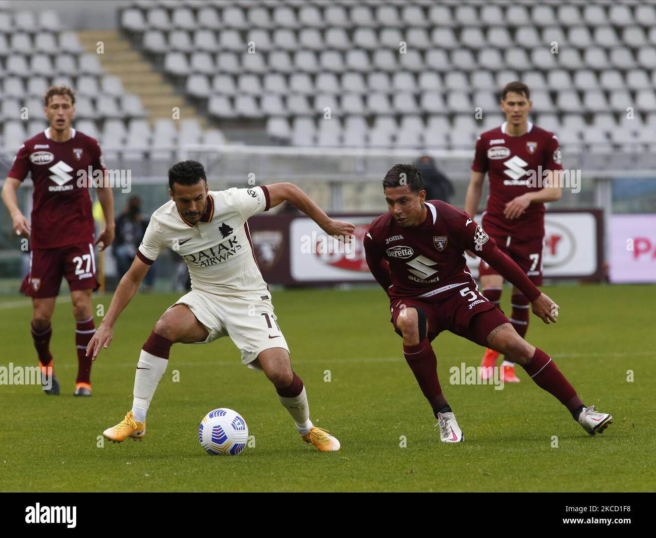 Pedro durante la Serie A match tra Torino e Roma a Torino, il 18 aprile 2020 (Photo by Loris Roselli/NurPhoto) Foto Stock