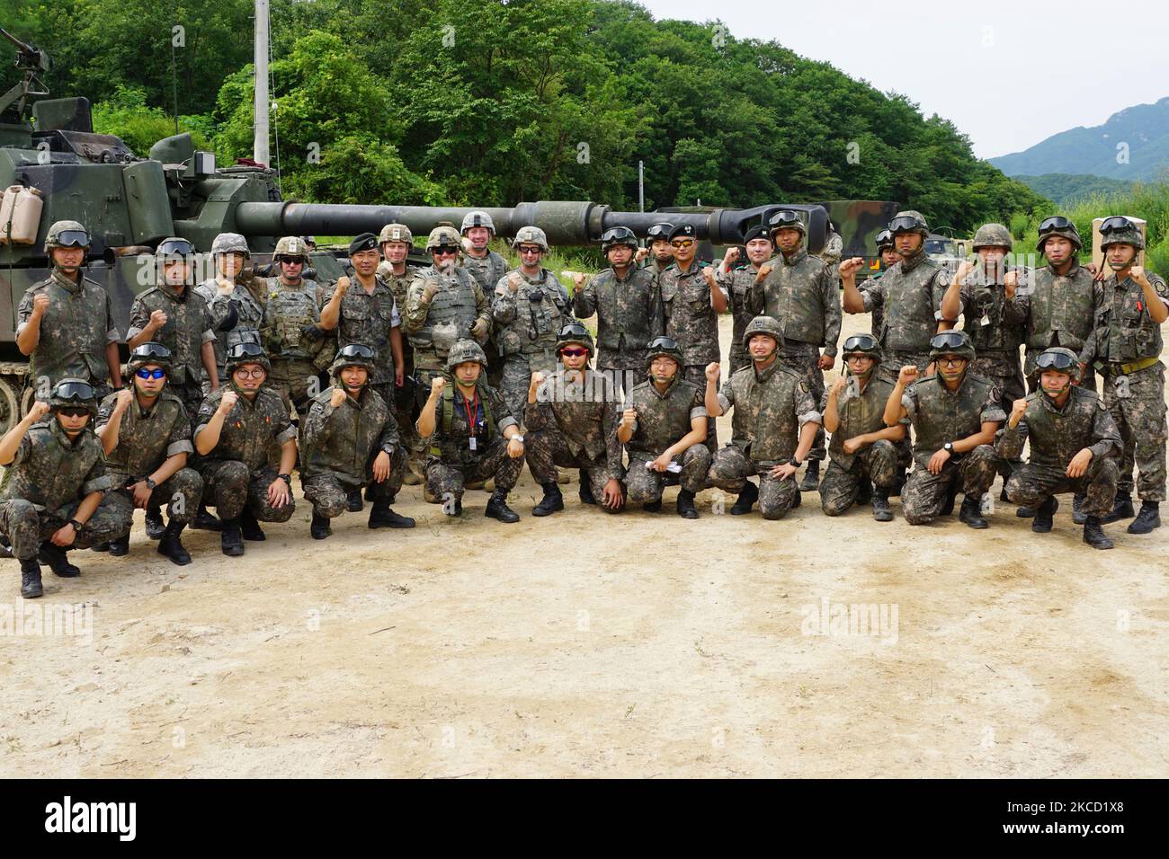 Soldati statunitensi e della Repubblica di Corea. Foto Stock