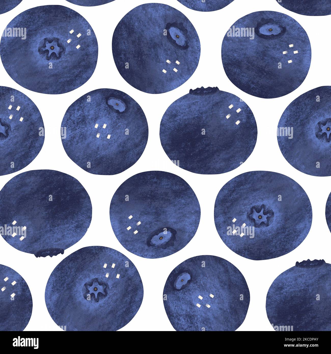 Motivo Blueberry senza cuciture. Frutti di bosco freschi e succosi. Mirtilli neri isolati testurizzati disegnati a mano su sfondo bianco Foto Stock