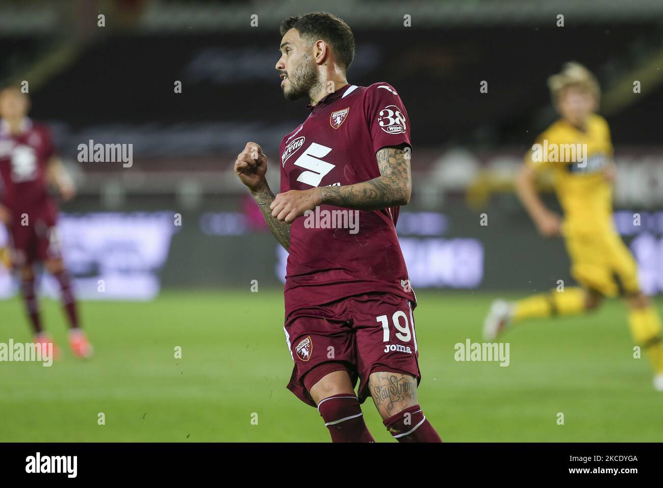 Antonio Sanabria del Torino FC durante la Serie Una partita di calcio tra Torino FC e Parma Calcio 1913 allo Stadio Olimpico Grande Torino del 03 maggio 2021 a Torino. (Foto di Massimiliano Ferraro/NurPhoto) Foto Stock