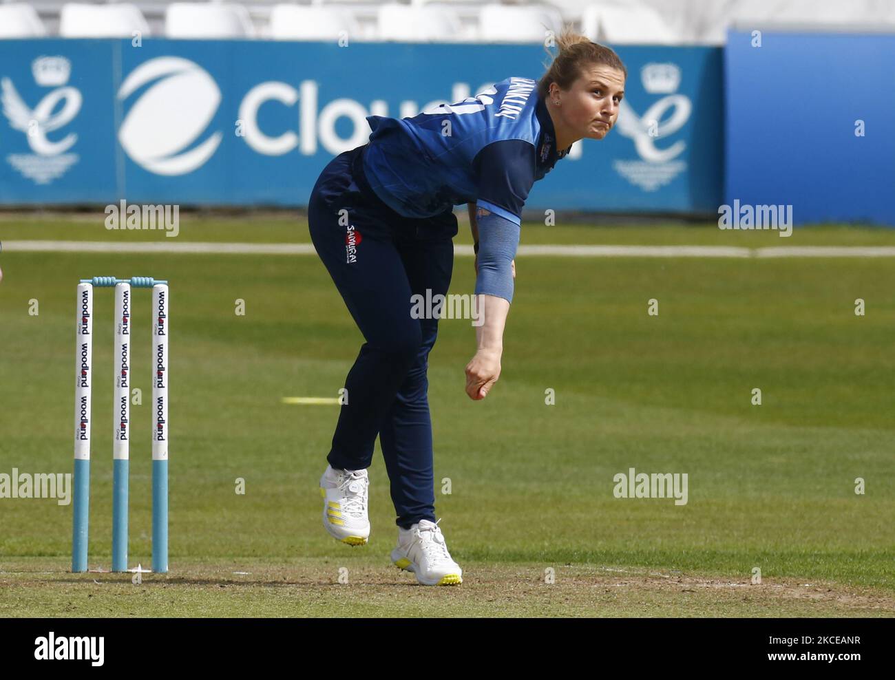 Phoebe Franklin of Kent Women durante Womens County T20 South East Group tra l'Essex CCC e il Kent CCC presso il Cloudfm County Ground Women Chelmsford, il 09th maggio 2021 (Photo by Action Foto Sport/NurPhoto) Foto Stock