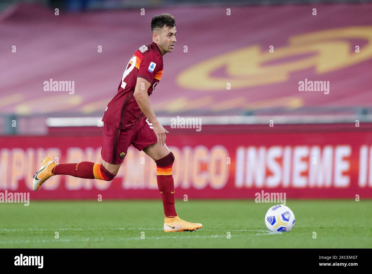 Stephan El Shaarawy di AS Romaduring the Series Una partita tra AS Roma e SS Lazio allo Stadio Olimpico di Roma, Italia il 15 maggio 2021. (Foto di Giuseppe Maffia/NurPhoto) Foto Stock