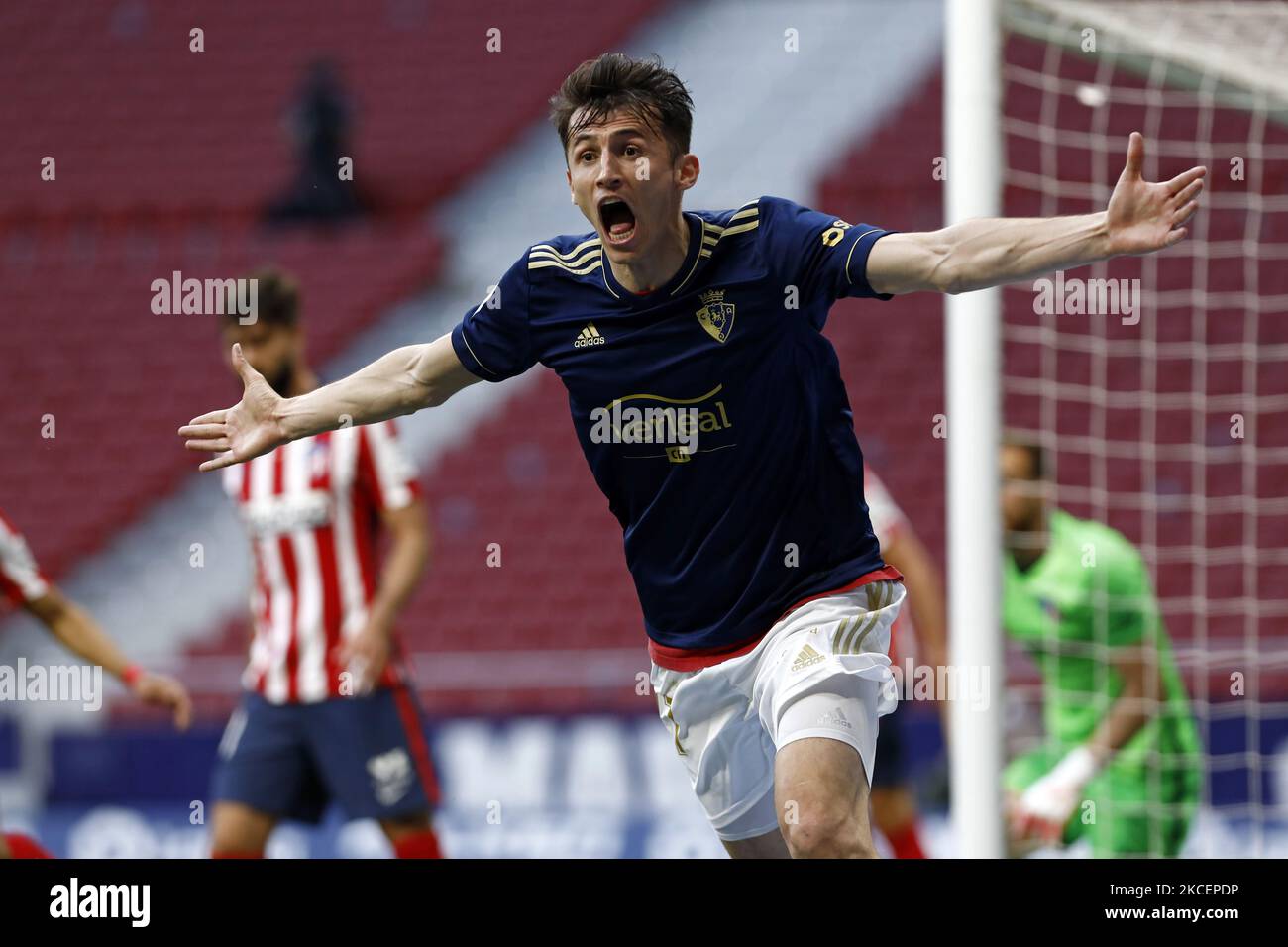 Ante Budimir di Osasuna durante la partita della Liga Santander tra Atletico de Madrid e Osasuna allo stadio Wanda Metropolitano di Madrid, Spagna. (Foto di DAX Images/NurPhoto) Foto Stock