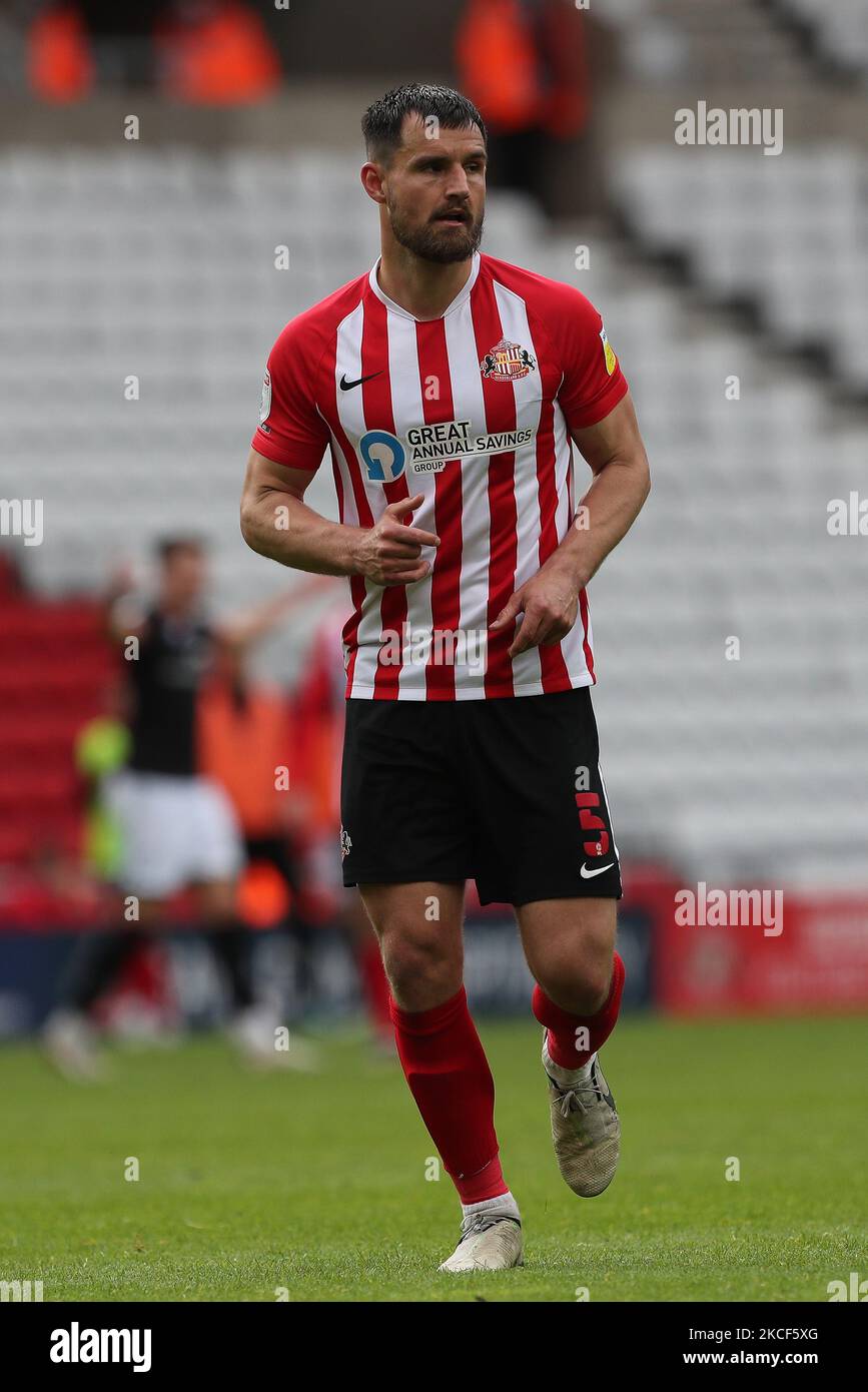 Bailey Wright of Sunderland durante la partita della Sky Bet League 1 tra Sunderland e Lincoln City allo Stadio di luce, Sunderland sabato 22nd maggio 2021. (Foto di Mark Fletcher/MI News/NurPhoto) Foto Stock