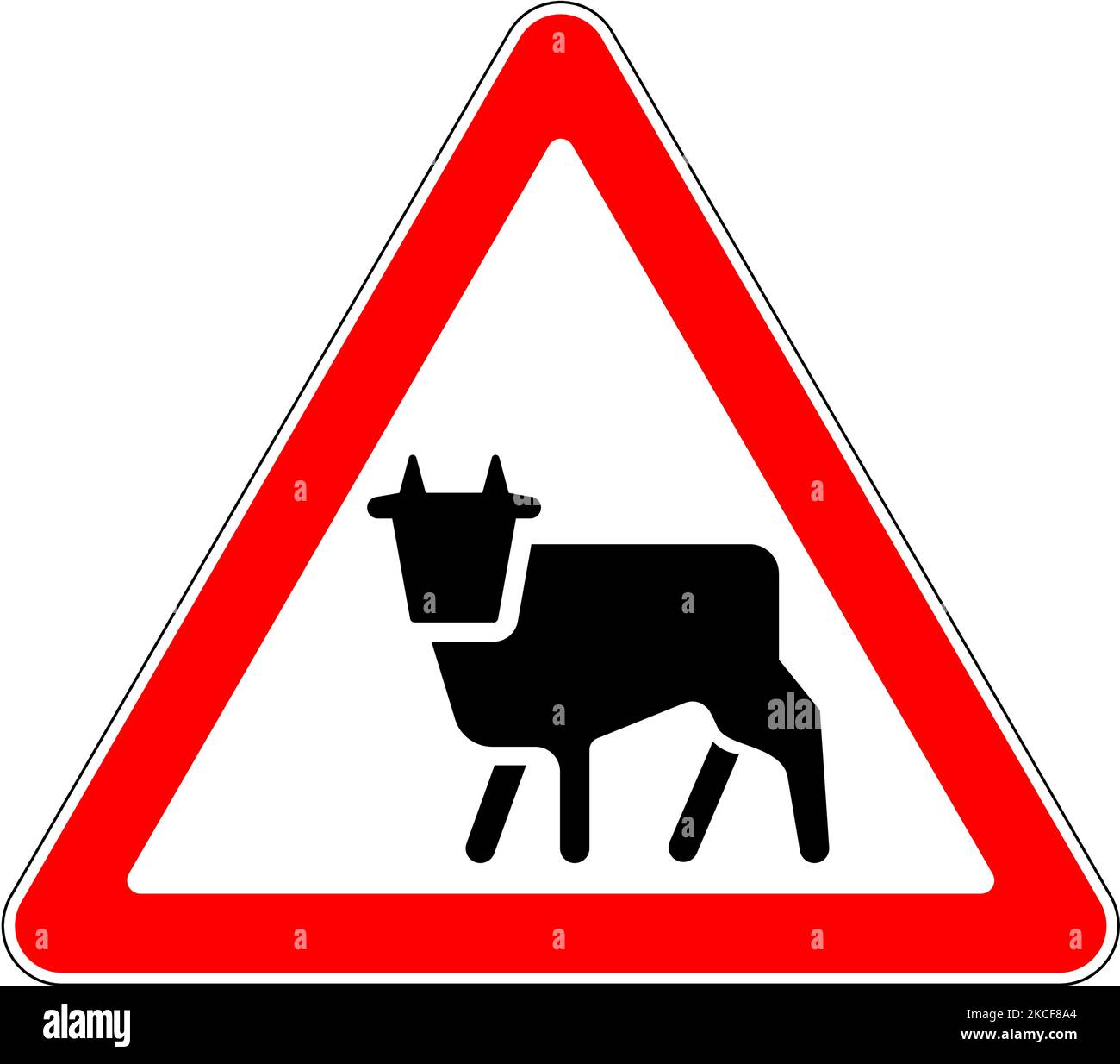 Segnaletica stradale avvertimento movimento bestiame su sfondo bianco Illustrazione Vettoriale