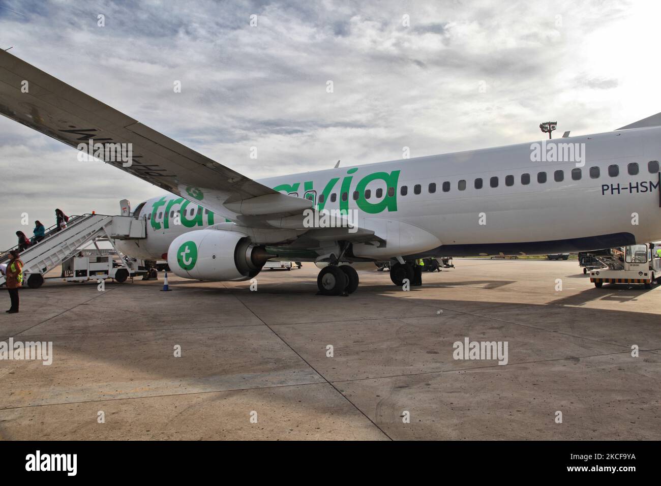 Transavia Airlines Boeing 737-8K2(WL) aereo all'aeroporto internazionale Mohammed V di Casablanca, Marocco, Africa. L'aeroporto è l'aeroporto più trafficato del Marocco, con circa 8 milioni di passeggeri che passano ogni anno attraverso l'aeroporto. (Foto di Creative Touch Imaging Ltd./NurPhoto) Foto Stock