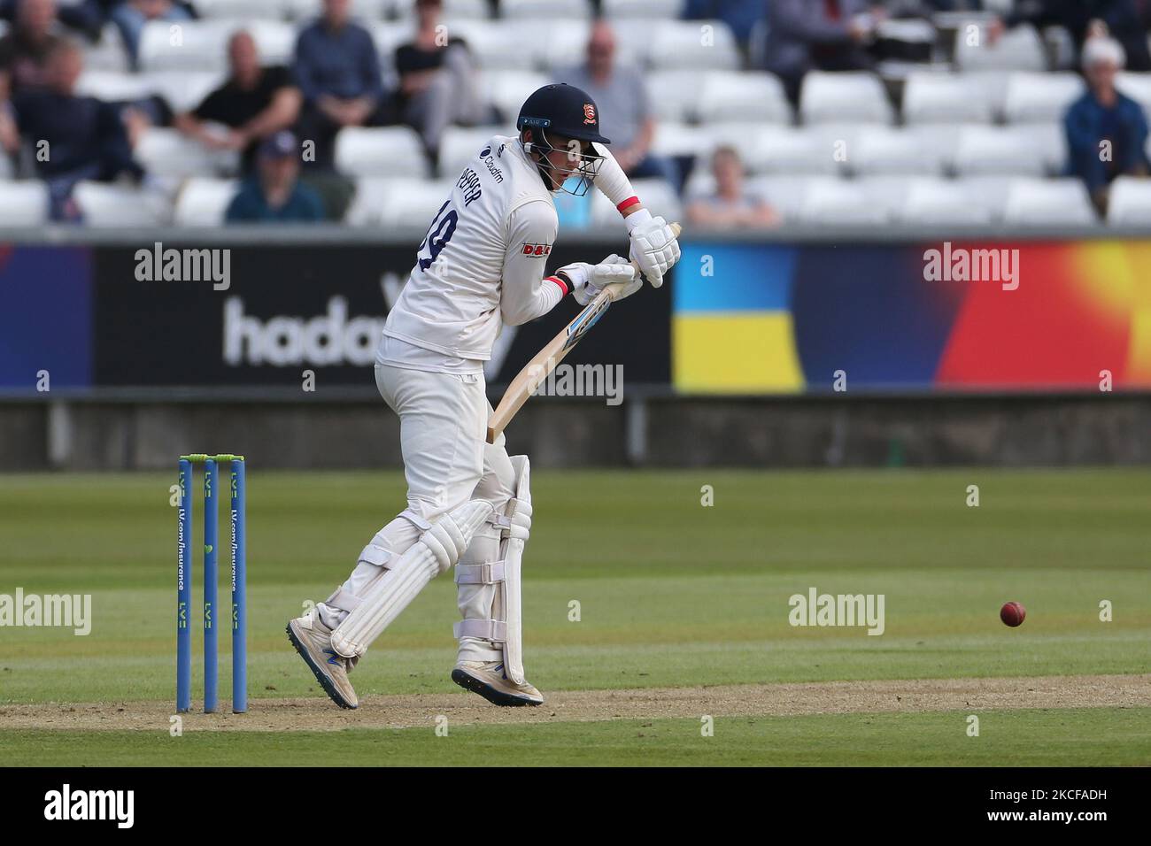 La battuta di Michael Pepper dell'Essex durante la partita del LV= County Championship tra il Durham County Cricket Club e l'Essex a Emirates Riverside, Chester le Street giovedì 27th maggio 2021. (Foto di Mark Fletcher/MI News/NurPhoto) Foto Stock