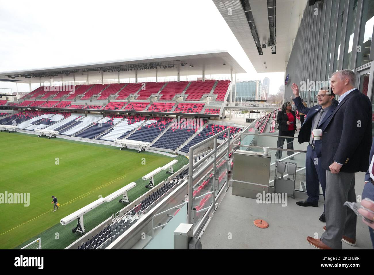 St. Louis, Stati Uniti. 04th Nov 2022. I visitatori del nuovo City Park Soccer Stadium potranno ammirare il nuovo look durante i tour a St. Louis di venerdì 4 novembre 2022. La nuova squadra di calcio della St. Louis City SC Major League inizierà a giocare nella nuova struttura nel 2023. Foto di Bill Greenblatt/UPI Credit: UPI/Alamy Live News Foto Stock