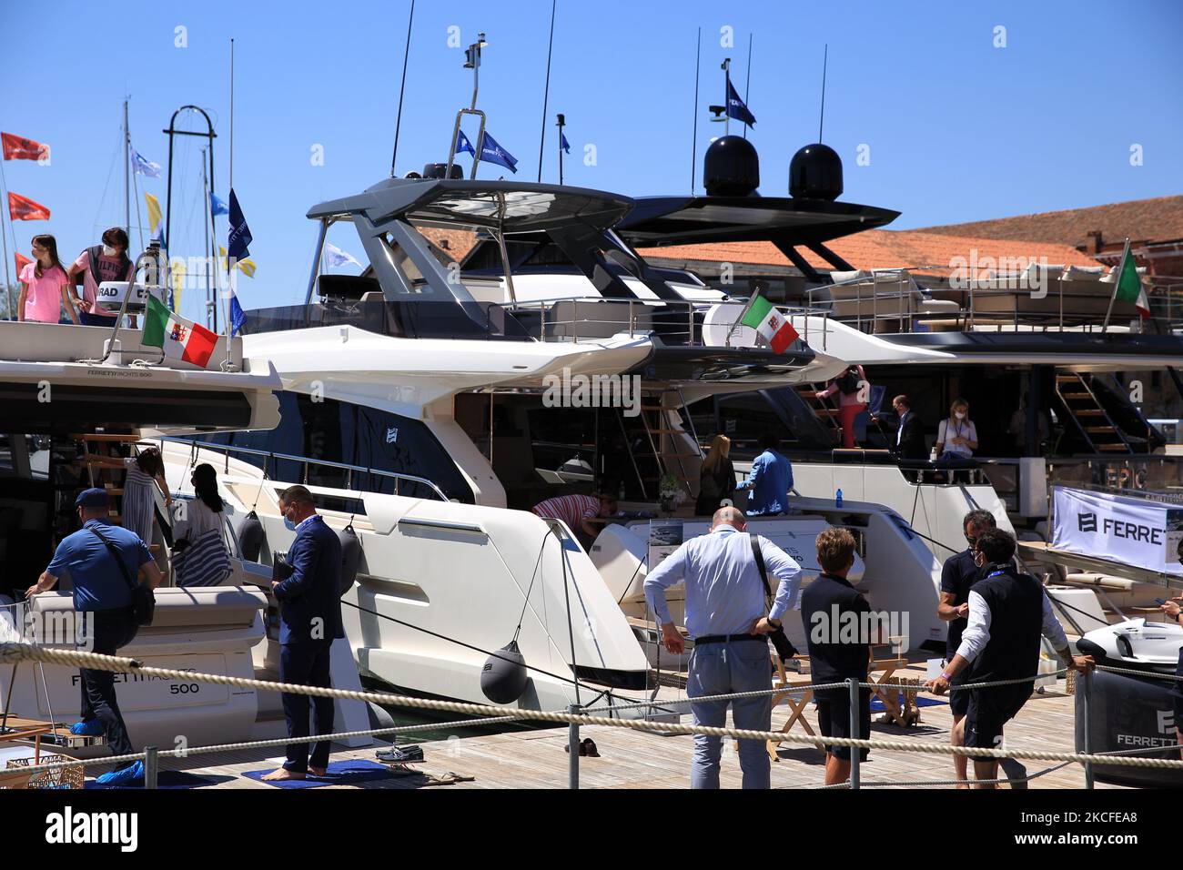 I visitatori potranno ammirare il Salone Nautico di Venezia all'Arsenale durante l'edizione 2021 del 29 maggio 2021 a Venezia. (Foto di Marco Serena/NurPhoto) Foto Stock