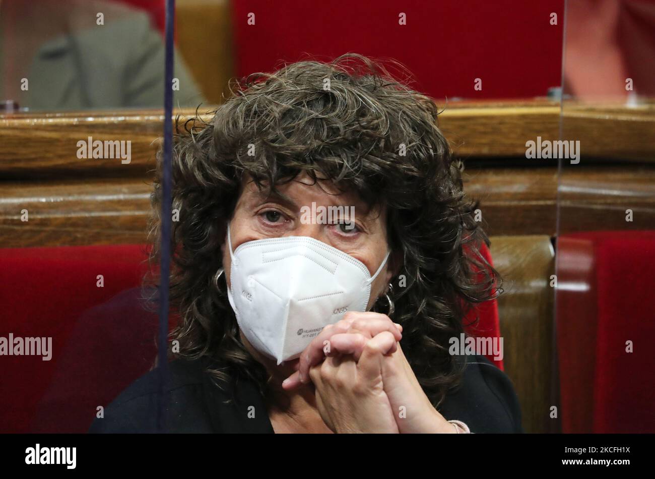 Teresa Jorda, Consulente per l'azione sul clima e l'alimentazione, durante la prima sessione plenaria del nuovo governo nel Parlamento della Catalogna, a Barcellona, in Spagna, il 2th giugno 2021. (Foto di Joan Valls/Urbanandsport /NurPhoto) Foto Stock