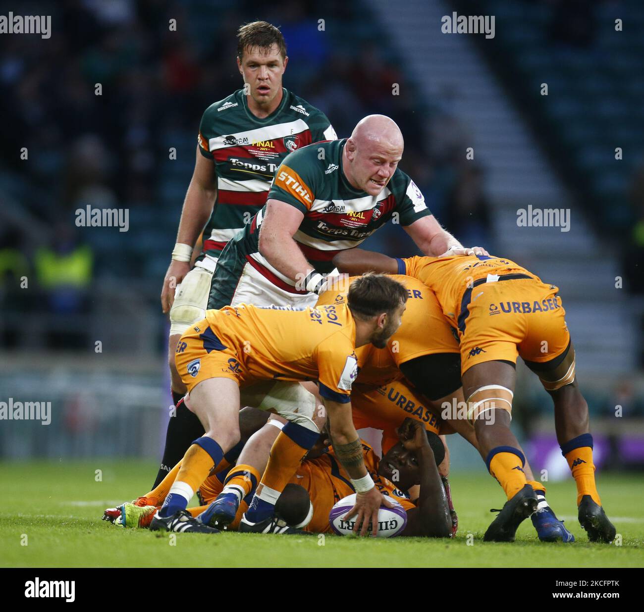 DaN Cole di Leicester Tigers durante la sfida finale di Coppa tra Leicester Tigers e Montpellier, al Twickenham Stadium il 21 maggio 2021 a Londra , Inghilterra (Photo by Action Foto Sport/NurPhoto) Foto Stock
