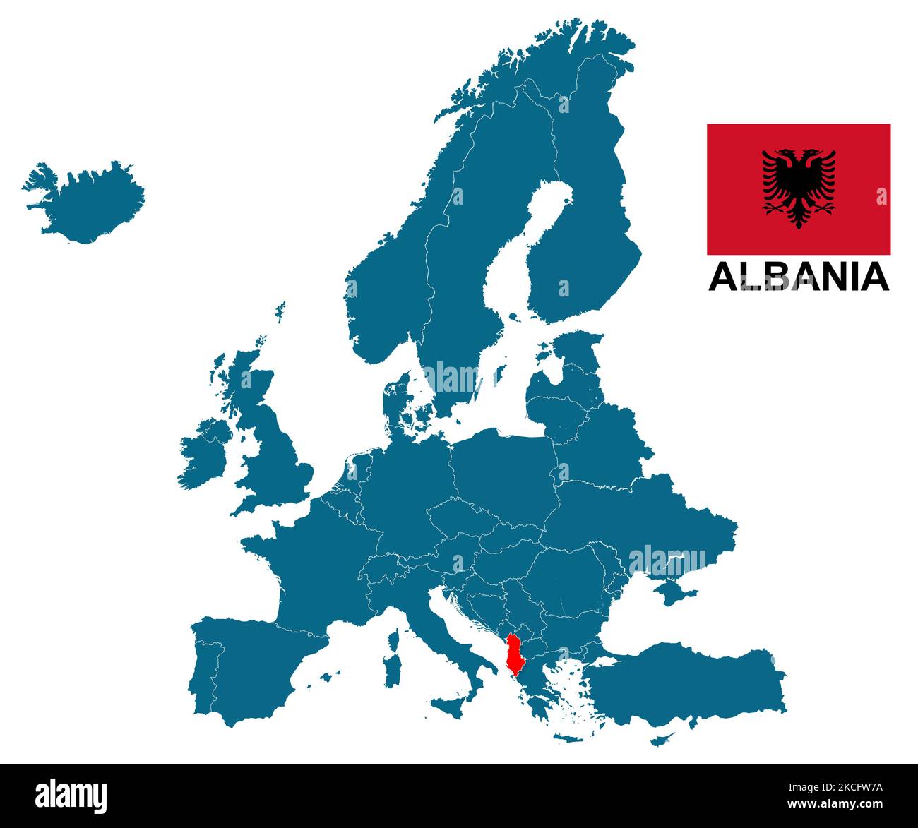 Mappa dell'Albania con bandiera. rendering 3d Foto Stock