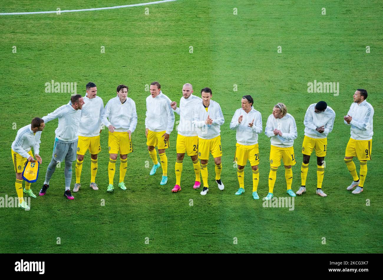La squadra svedese durante la partita tra Spagna e Svezia, corrispondente all'Euro 2020, Gruppo e, giocata allo stadio la Cartuja, il 14th giugno 2021, a Siviglia, Spagna. (Foto di Urbanandsport /NurPhoto) Foto Stock