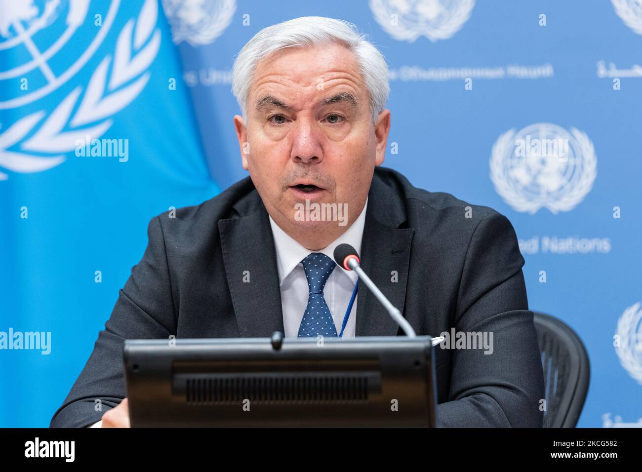 New York, Stati Uniti. 04th Nov 2022. Comunicato stampa dell'Ambasciatore Federico Villegas, Presidente del Consiglio per i diritti umani presso la sede delle Nazioni Unite a New York il 4 novembre 2022. (Foto di Lev Radin/Sipa USA) Credit: Sipa USA/Alamy Live News Foto Stock