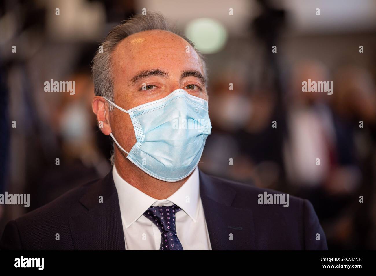 Giulio Gallera partecipa alla conferenza stampa di forza Italia “Milano ci siamo”, che si terrà a Palazzo delle Stelline il 25 giugno 2021 a Milano. (Foto di Alessandro Bremec/NurPhoto) Foto Stock