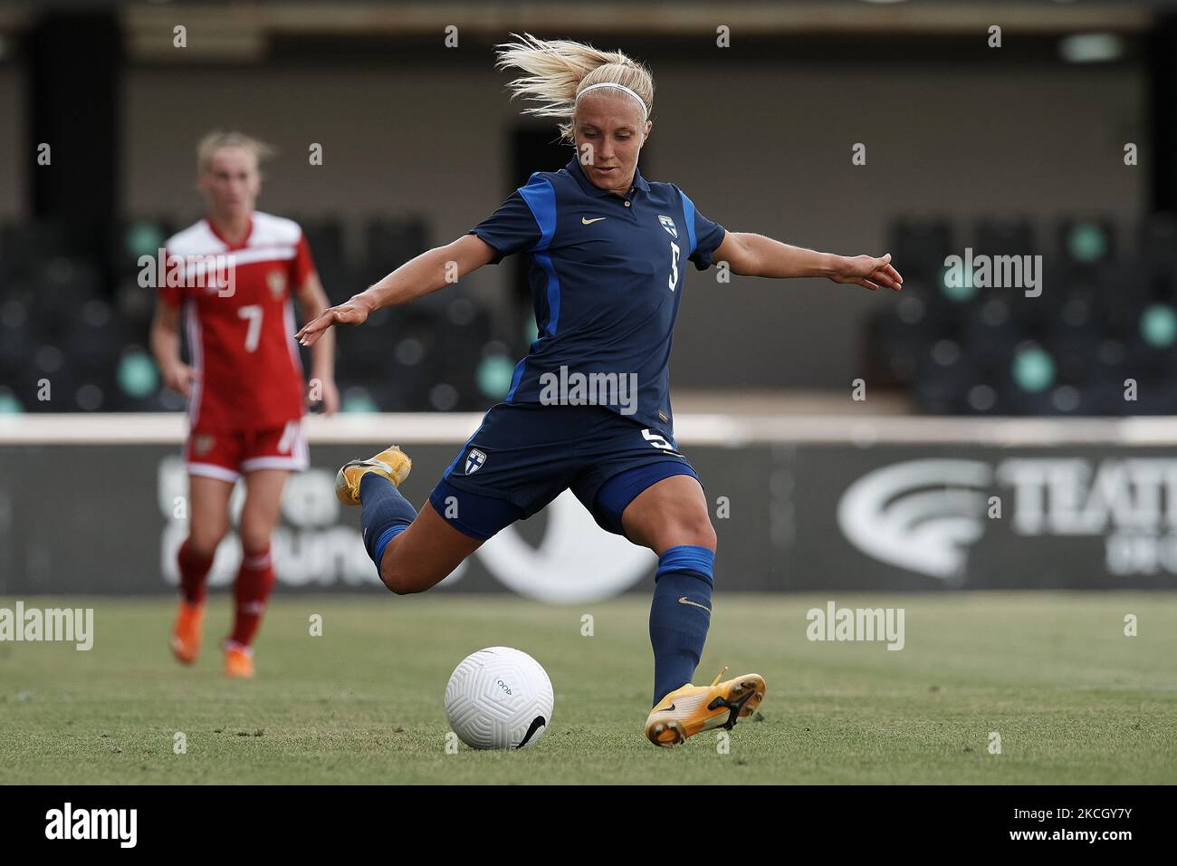 Emma Koivisto di Finlandia è passato durante il Women's International friendly Match tra Finlandia e Russia a Estadio Cartagonova il 14 giugno 2021 a Cartagena, Spagna. (Foto di Jose Breton/Pics Action/NurPhoto) Foto Stock