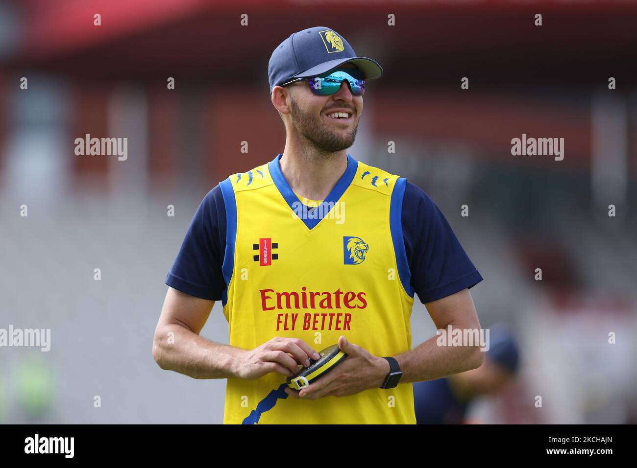 Paul van Meekeren di Durham visto prima della partita Vitality Blast T20 tra Lancashire e Durham County Cricket Club a Old Trafford, Manchester, venerdì 16th luglio 2021. (Foto di will Matthews/MI News/NurPhoto) Foto Stock