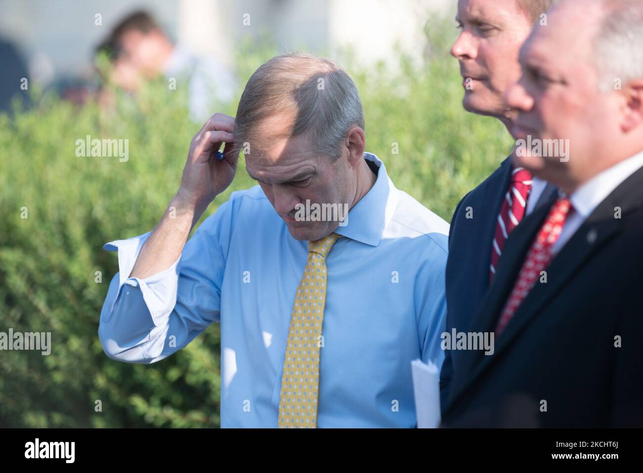 Il Rep. Jim Jordan partecipa a una conferenza stampa di fronte al Campidoglio degli Stati Uniti il 27 luglio 2021 a Washington, DC. Il leader McCarthy ha tenuto una conferenza stampa per discutere il Comitato del gennaio 6th. (Foto di Zach D Roberts/NurPhoto) Foto Stock