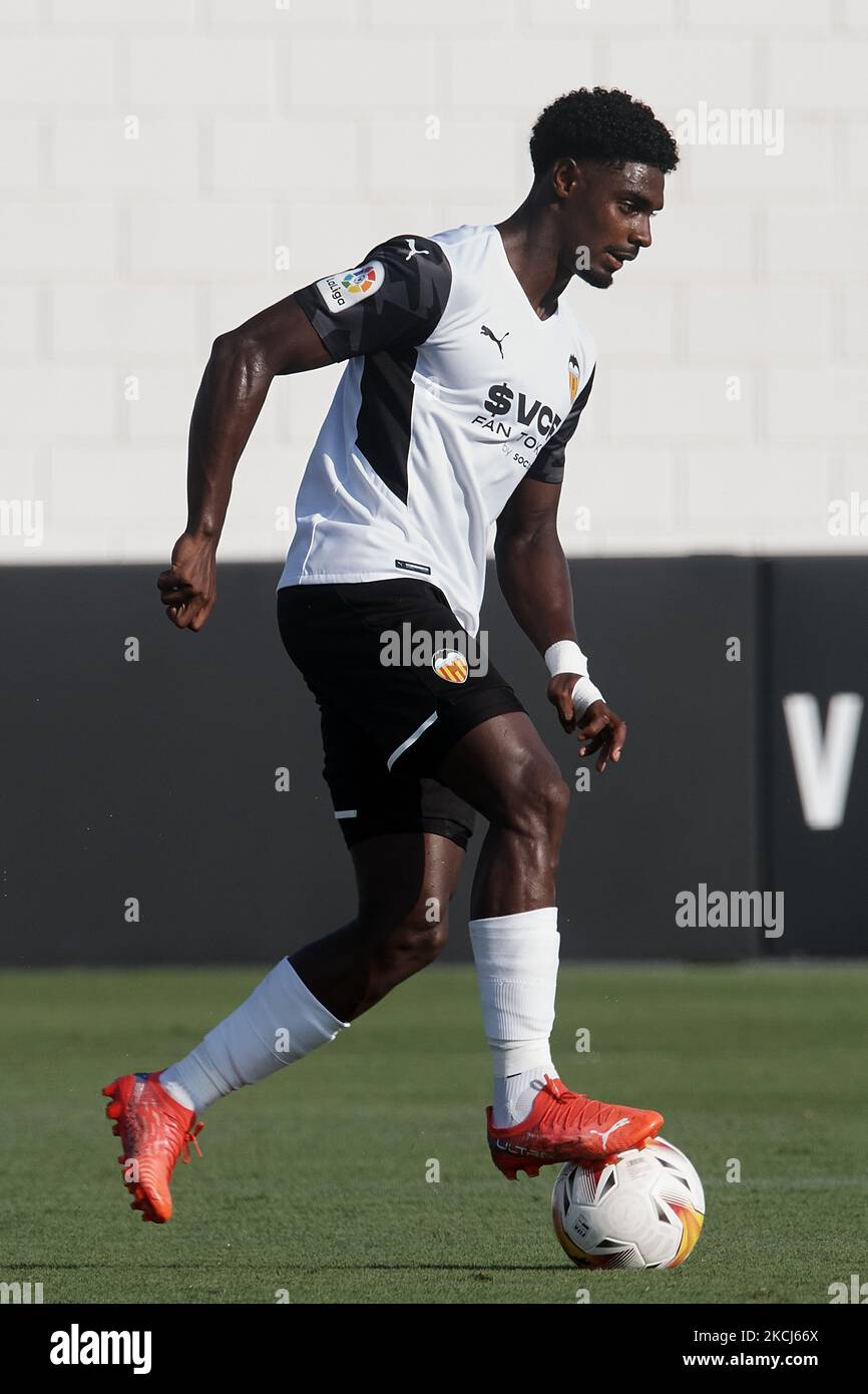 Thierry Correia di Valencia durante la partita amichevole pre-stagione tra Valencia CF e Levante UD FC allo Stadio Antonio Puchades il 30 luglio 2021 a Valencia, Spagna. (Foto di Jose Breton/Pics Action/NurPhoto) Foto Stock