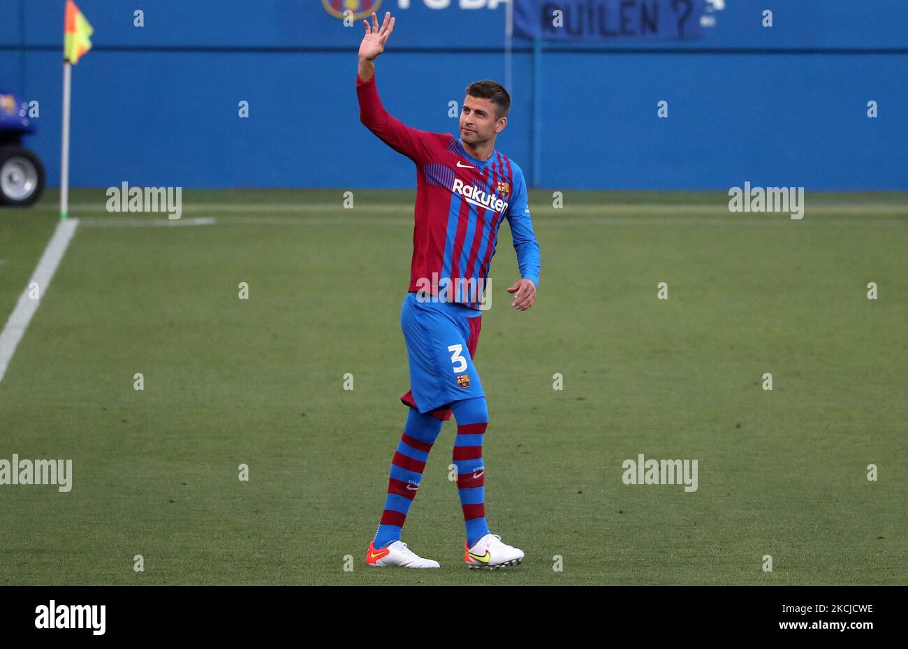 Gerard Pique durante la presentazione della squadra del FC Barcelona per la stagione 2021-22, il 08th agosto 2021, a Barcellona, Spagna. (Foto di Joan Valls/Urbanandsport/NurPhoto) Foto Stock