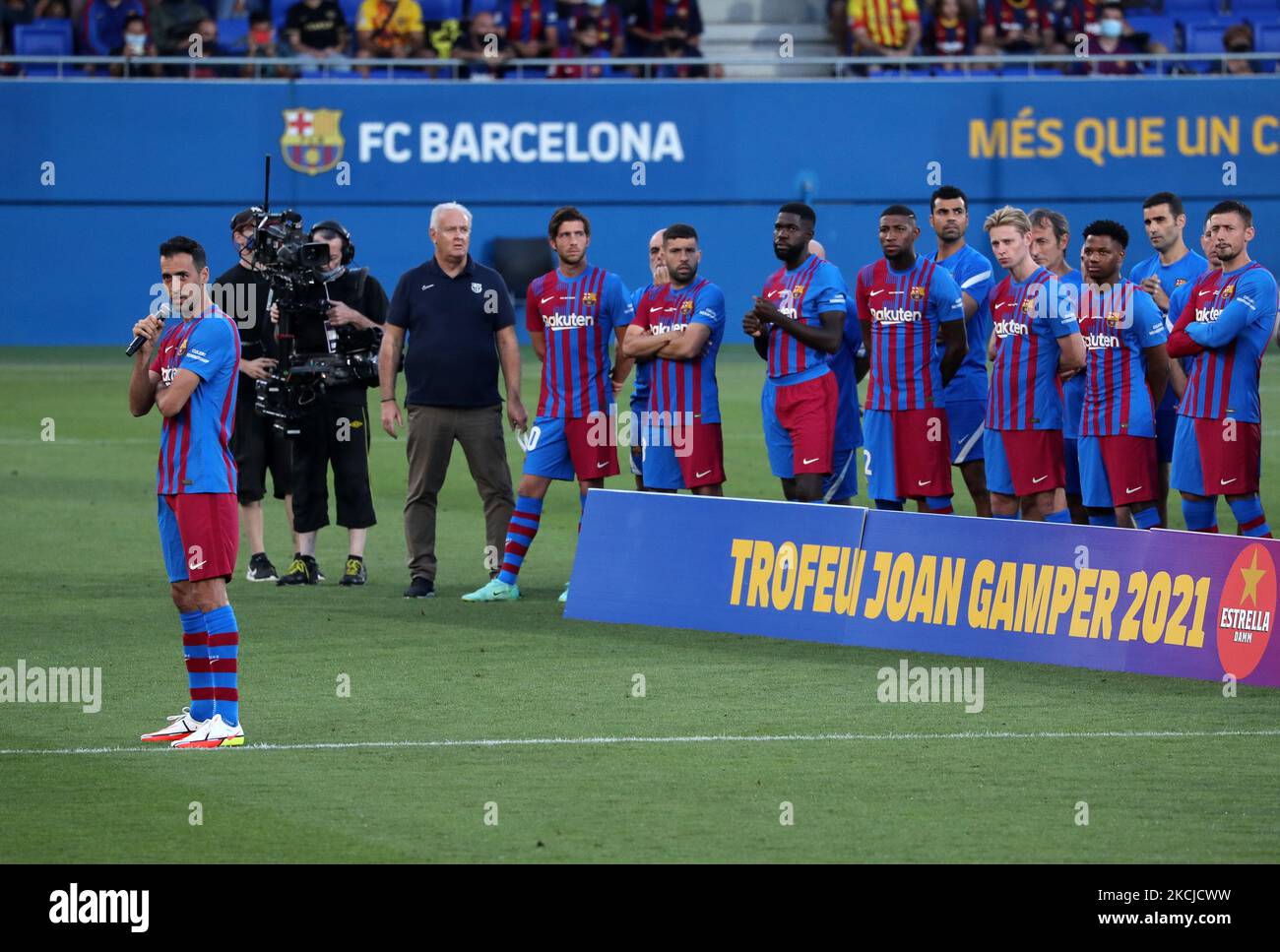 Sergio Busquets durante la presentazione della squadra del FC Barcelona per la stagione 2021-22, il 08th agosto 2021, a Barcellona, Spagna. (Foto di Joan Valls/Urbanandsport/NurPhoto) Foto Stock