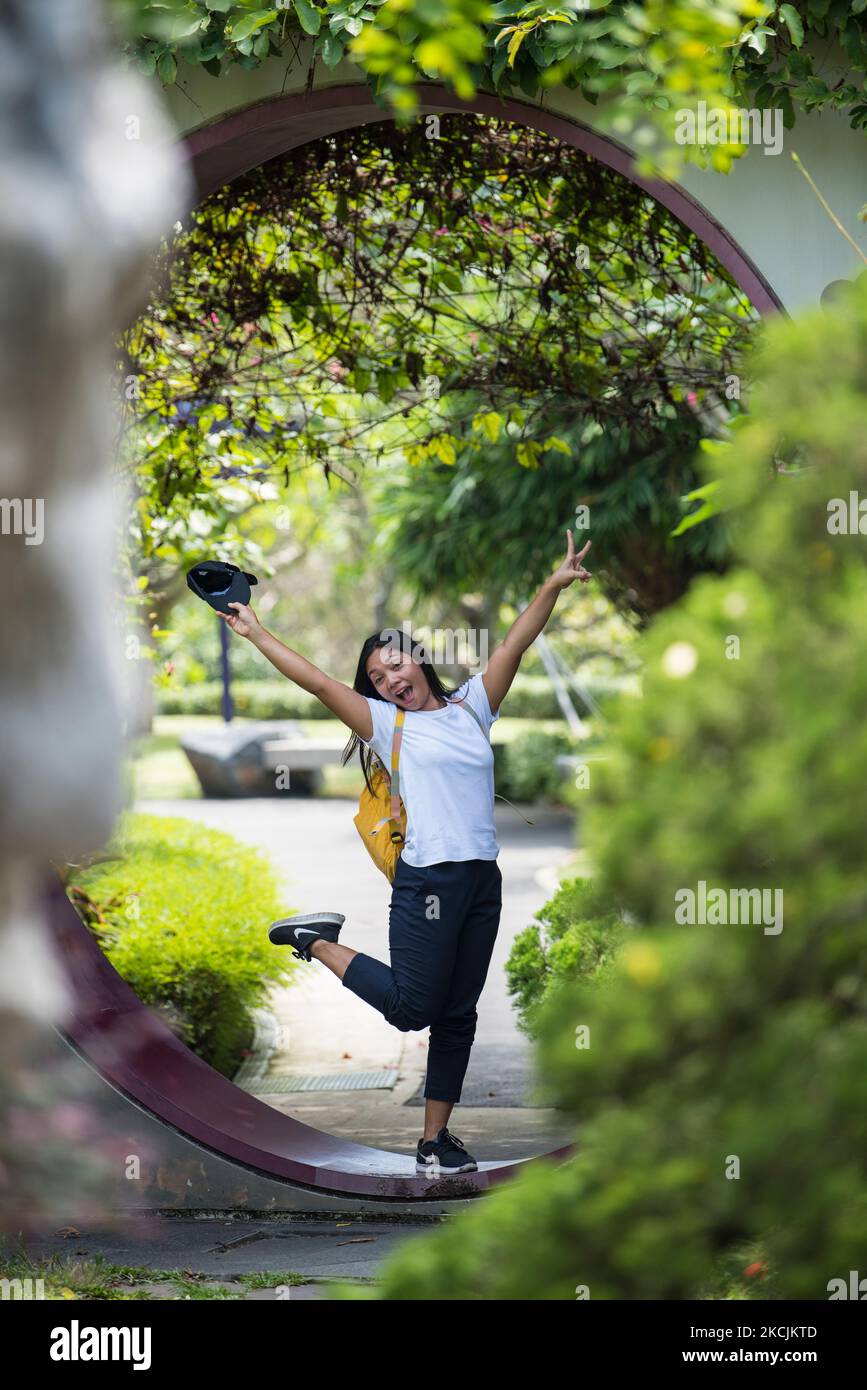 Singapore City, Singapore-Settembre 08,2019: I turisti visitano i Giardini della Baia un parco naturale nella Citta' di Singapore. Foto Stock