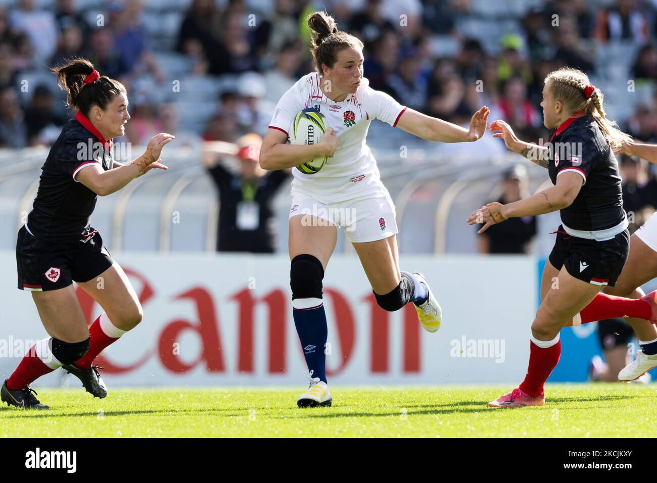 Emily Scarratt in Inghilterra durante la semifinale della Women's Rugby World Cup all'Eden Park, Auckland. Data immagine: Sabato 5 novembre 2022. Foto Stock