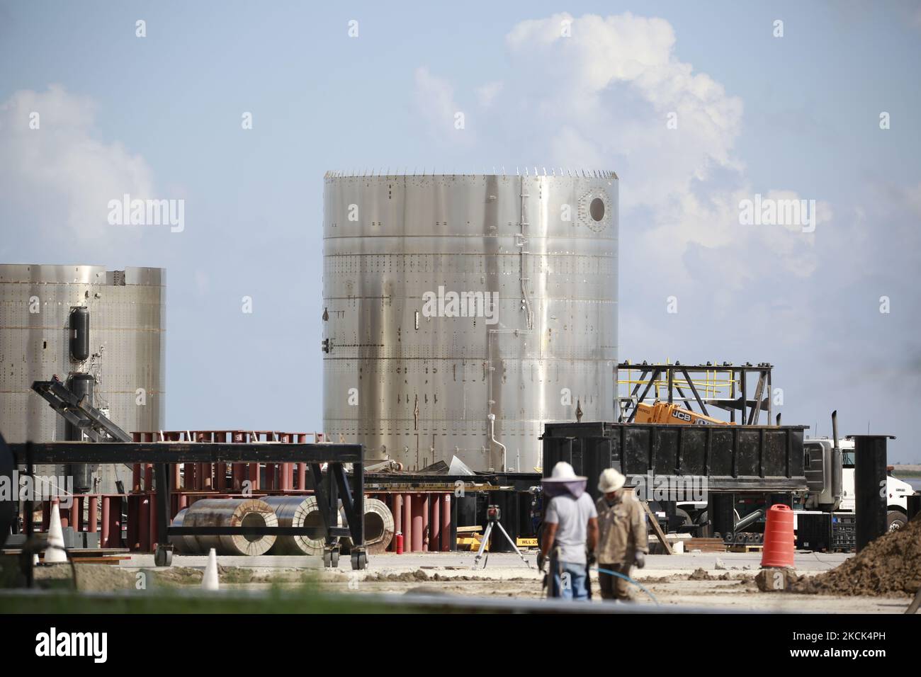 I lavori proseguono presso il sito di costruzione SpaceX South Texas il 24th agosto 2021 a Brownsville, Texas. (Foto di Reginald Mathalone/NurPhoto) Foto Stock