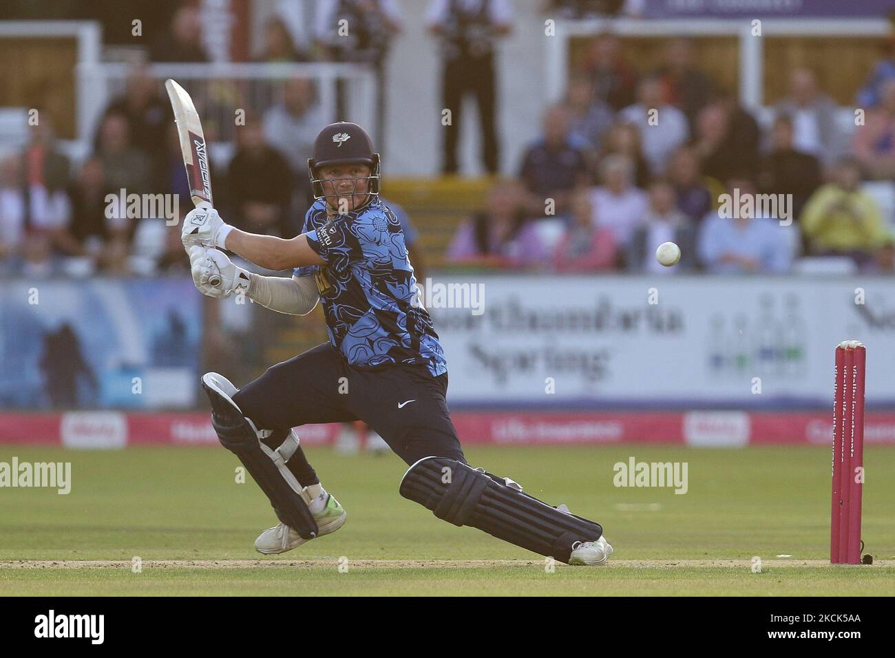 Gary Ballance of Yorkshire bats durante il Vitality T20 Blast match tra Yorkshire County Cricket Club e Sussex County Cricket Club presso Emirates Riverside, Chester le Street martedì 24th agosto 2021. (Foto di will Matthews/MI News/NurPhoto) Foto Stock