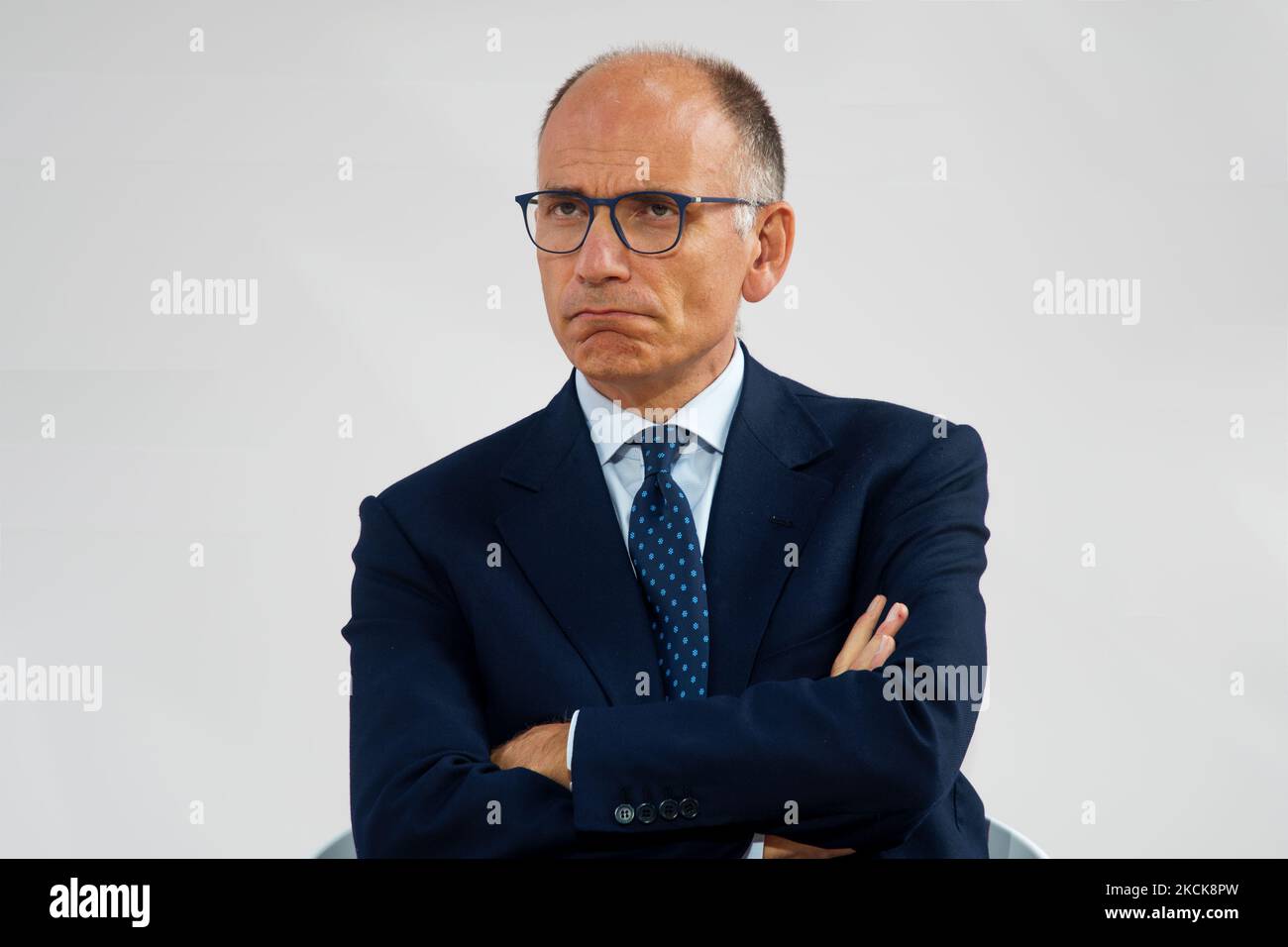 L'ex primo ministro italiano Enrico letta partecipa al meeting estivo annuale del Medef 'la Ref 2021' sul circuito Longchamp di Parigi – 26 agosto 2021, Parigi (Foto di Daniel Pier/NurPhoto) Foto Stock