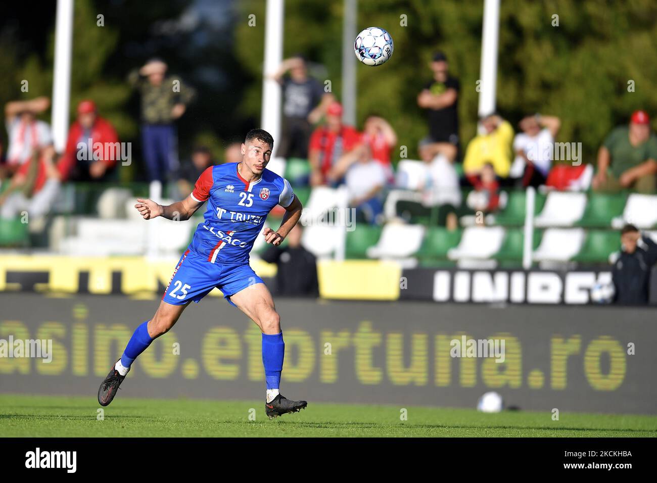 Bogdddan Racovitan durante la partita di calcio tra Sepsi Sfantu Gheorghe e AFC Botosani, Liga 1, tappa 7, giocata a Sfantu Gheorghe, Covasna, Romania, domenica 29 agosto 2021. (Foto di Alex Nicodim/NurPhoto) Foto Stock