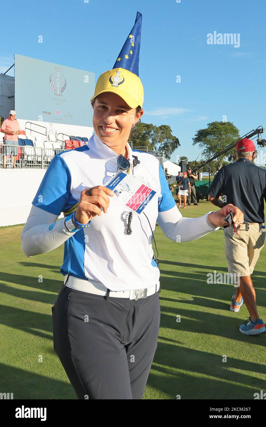 Giulia Molinaro festeggia, dopo una squadra d'Europa, la vittoria della Solheim Cup 2021 all'Inverness Club, a Toledo, Ohio, USA, lunedì, Settembre 6, 2021. (Foto di Jorge Lemus/NurPhoto) Foto Stock