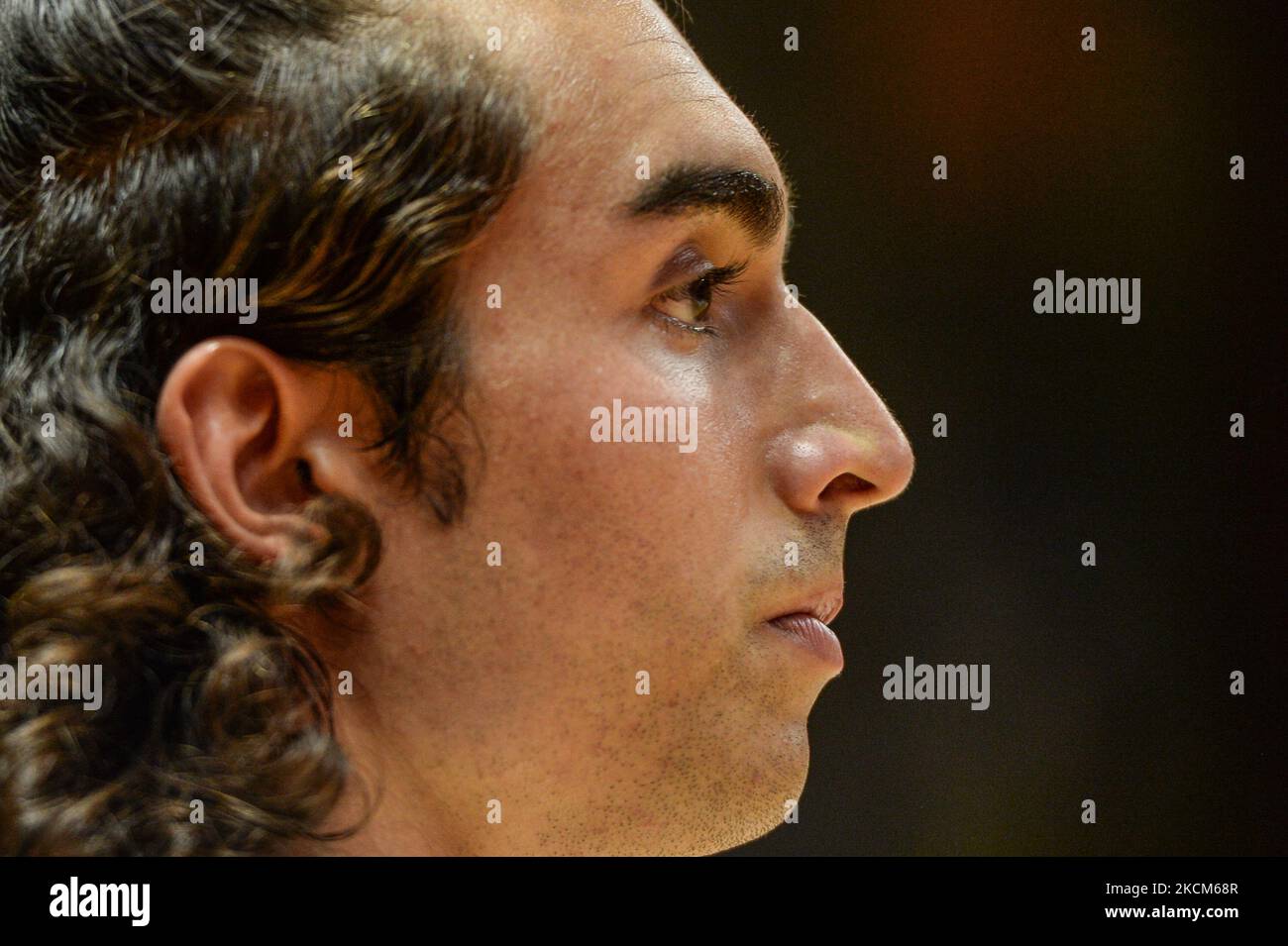 Bruno Mascolo di Derthona Basket durante l'incontro Supercoppa Italiana tra Derthona Basket e Aquila Basket Trento a PalaFerraris di Casale Monferrato il 8 2021 settembre in Italia. (Foto di Alberto Gandolfo/NurPhoto) Foto Stock
