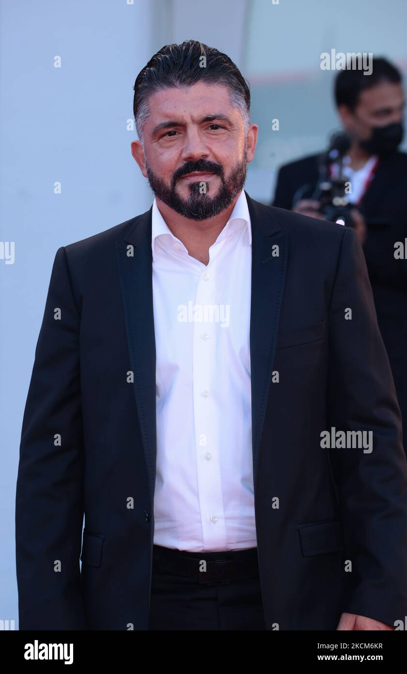 Gennaro Gattuso partecipa al tappeto rosso del film 'Freaks out' durante il 78th° Festival Internazionale del Cinema di Venezia, il 08 settembre 2021 a Venezia. (Foto di Matteo Chinellato/NurPhoto) Foto Stock