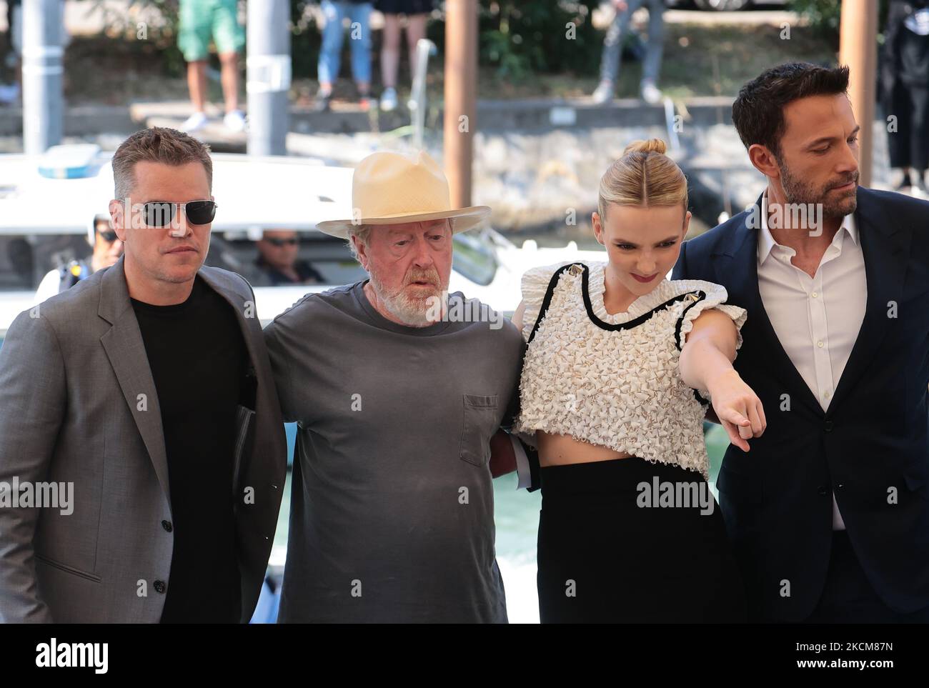 Ridley Scott, Jodie Comer, ben Affleck, Nicole Holofcener, Matt Damon arriva al 78th° Festival del Cinema di Venezia il 10 settembre 2021. (Foto di Matteo Chinellato/NurPhoto) Foto Stock